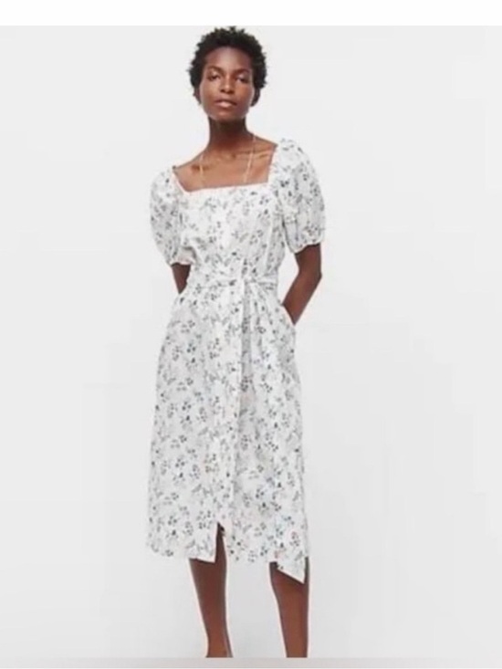 J. Crew Dresses & Skirts - J. Crew White Floral Square-Neck Midi Dress